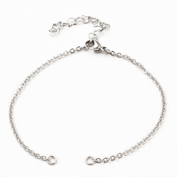 

PandaHall 304 Stainless Steel Cable Chain Bracelet Making, with Lobster Claw Clasps and Heart Extension Chain, Stainless Steel Color, 7-1/8...