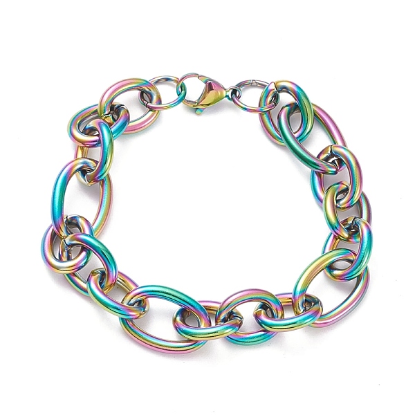 

PandaHall 304 Stainless Steel Figaro Chain Bracelets, with Lobster Claw Clasps, Rainbow Color, 8-1/4 inch(21cm) 304 Stainless Steel