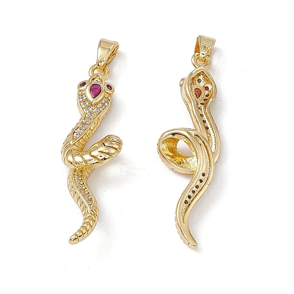 

PandaHall Brass Clear & Fuchsia Cubic Zirconia Pendants, Snake Charms, Real 18K Gold Plated, 35x10x6mm, Hole: 5x2mm Brass+Cubic Zirconia...