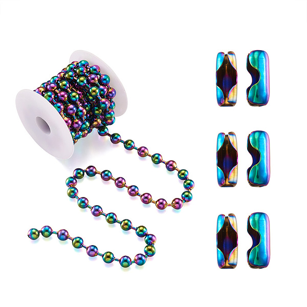 

PandaHall 2m Vacuum Plating 304 Stainless Steel Ball Chains, with 4Pcs Ball Chain Connectors, with Spool, Rainbow Color, 8mm, 6.56 Feet...