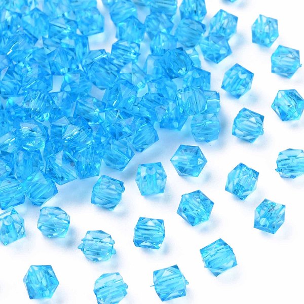 

PandaHall Transparent Acrylic Beads, Faceted, Square, Deep Sky Blue, 5.5x5.5x5.5mm, Hole: 1.8mm, about 4485pcs/500g Acrylic Square