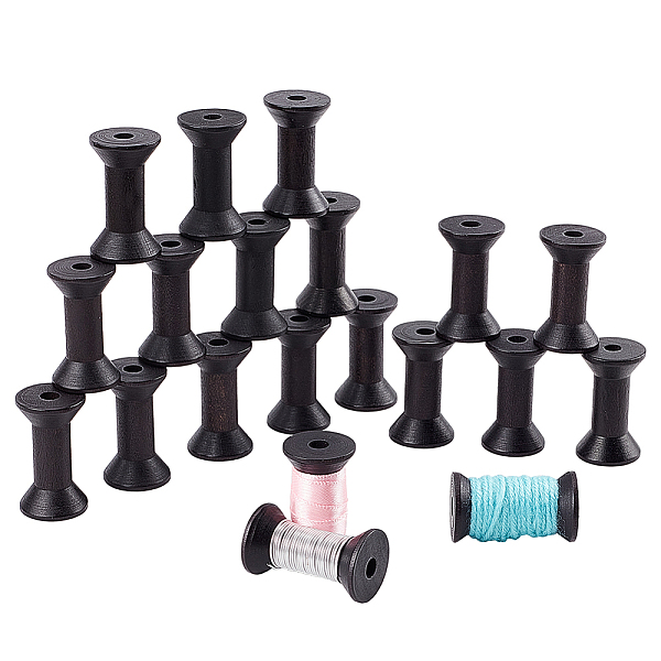 

PandaHall AHANDMAKER 20 Pcs Wooden Empty Spools, 1.9 inch Empty Thread Spools, Wire Weaving Bobbins for Embroidery and Sewing Machines Arts..., Black