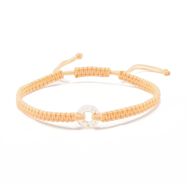 

PandaHall Donut Glass Braided Bead Bracelet, Adjustable Friendship Bracelet for Women, PeachPuff, Inner Diameter: 2-3/8~3-3/8 inch..., Brown