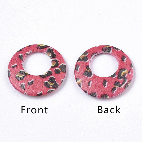 

PandaHall Double Opaque Spray Painted Acrylic Pendants, Flat Round with Leopard Print Pattern, Cerise, 25x3.5mm, Hole: 1.2mm Acrylic Flat..., Red