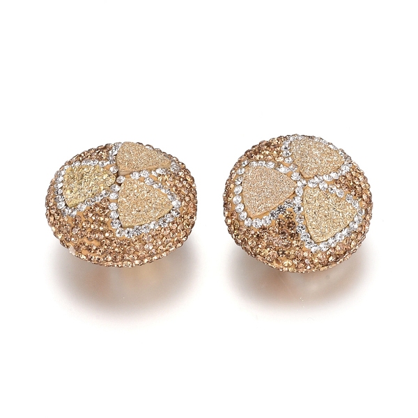 

PandaHall Polymer Clay Rhinestone Beads, with Synthetic Druzy Agate, Flat Round, Smoked Topaz, 26~27x14.5~15mm, Hole: 1mm Polymer Clay+Glass..., Yellow