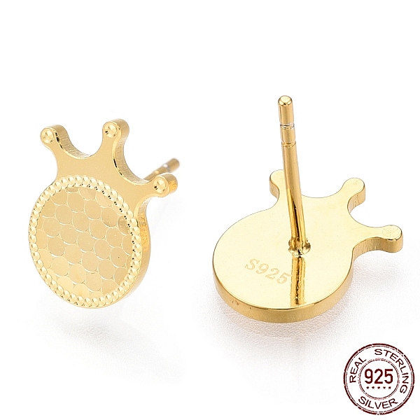 

PandaHall 925 Sterling Silver Stud Earrings, Crown, Nickel Free, with S925 Stamp, Real 18K Gold Plated, 12x9.5mm, Pin: 0.9mm Sterling Silver...