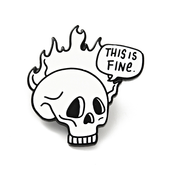 

PandaHall Skull with Fire Halloween Enamel Pin, Word This Is Fine Alloy Badge for Backpack Clothes, Electrophoresis Black, White...