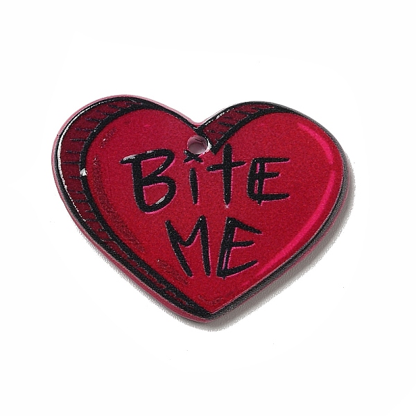 

PandaHall Double-sided Printed Acrylic Pendants, Halloween Theme, Heart, 23.5x30x2.5mm, Hole: 1.5mm Acrylic Heart Red