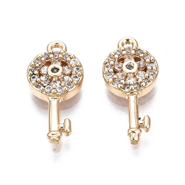 Brass Micro Pave Clear Cubic Zirconia Charms