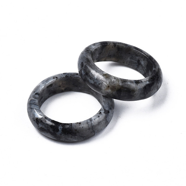 Natürlicher Schwarzer Labradorit-Ring Mit Glattem Band