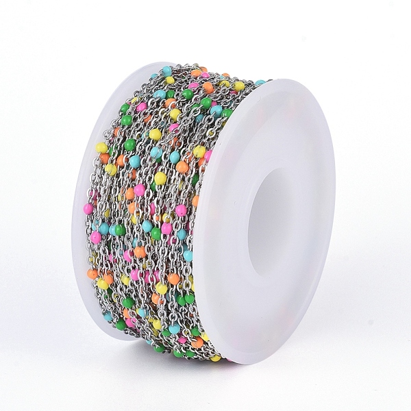 

PandaHall 3.28 Feet 304 Stainless Steel Enamel Link Chains, Cable Chains, Soldered, Colorful, Stainless Steel Color, 2x1.5x0.5mm 304...