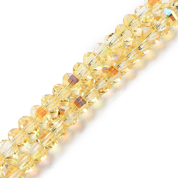

PandaHall Transparent Electroplate Glass Beads Strands, Golden Plated, Faceted Lantern, Gold, 6x4.5mm, Hole: 1.4mm, about 98pcs/strand...