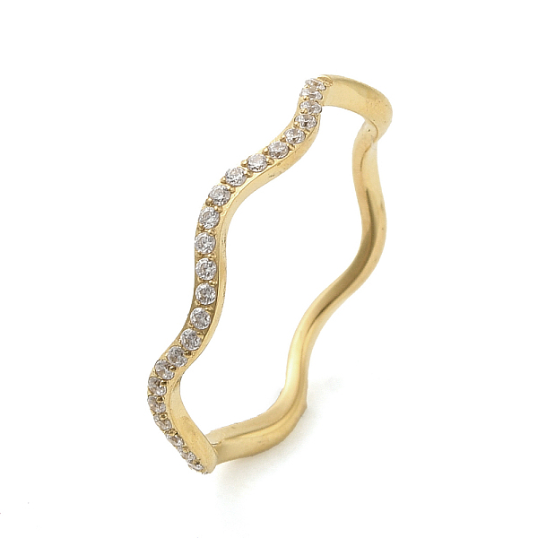 

PandaHall Ion Plating(IP) 304 Stainless Steel Rings, with Cubic Zirconia, Wave, Real 18K Gold Plated, Inner Diameter: 17mm 304 Stainless...
