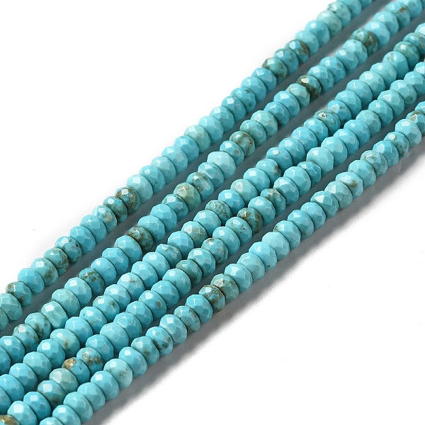 

PandaHall Natural Howlite Beads Strands, Dyed, Faceted, Disc, Turquoise, 4x2mm, Hole: 0.7mm, about 192pcs/strand, 15.12 inch(38.4cm) Howlite..., Green