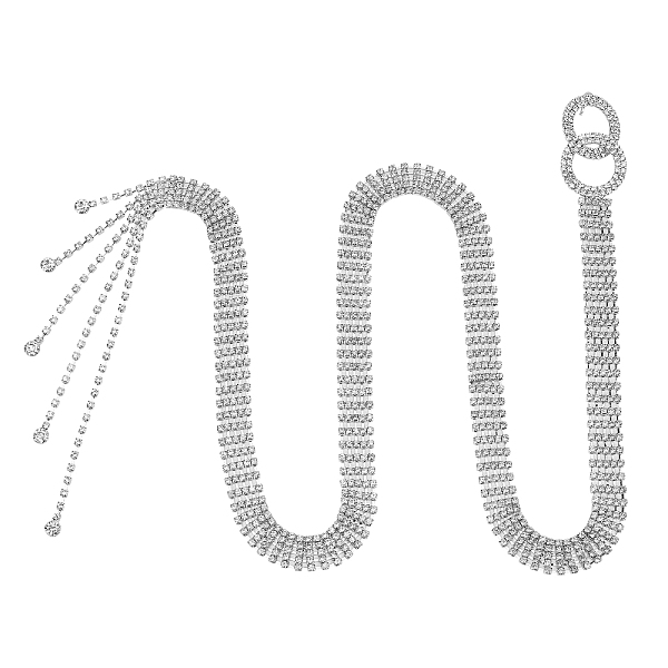 

PandaHall CRASPIRE Crystal Belts for Women Rhinestone Waistband Belt for Dress Sparkle Double O-Ring Waist Chain Long Tassel Belt Dress Belt..., Clear