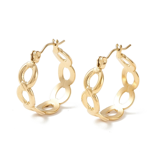 

PandaHall 304 Stainless Steel Oval Link Chunky Hoop Earrings for Women, Golden, 21.5x20.5x7mm, Pin: 0.7mm 304 Stainless Steel Ring
