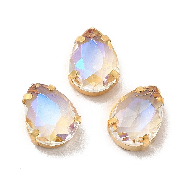 

PandaHall Moonlight Effect Teardrop Sew on Rhinestone, Multi-strand Links, with Golden Tone Brass Prong Settings, Garments Accessories..., Clear