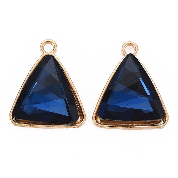 

PandaHall Faceted Glass Pendants, with Alloy Open Back Settings, Triangle, Cadmium Free & Lead Free, Light Gold, Midnight Blue, 29x24x7mm...