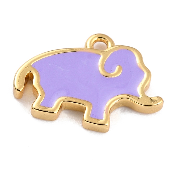

PandaHall Golden Brass Enamel Pendants, Long-Lasting Plated, Elephant, Lilac, 9.5x13x1.5mm, Hole: 1.2mm Brass+Enamel Elephant Purple
