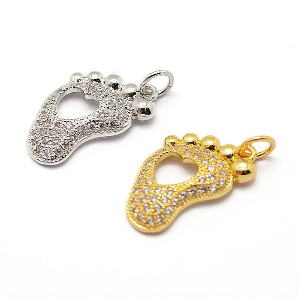 

PandaHall Brass Micro Pave AAA Cubic Zirconia Pendants, Cadmium Free & Nickel Free & Lead Free, Foot, Mixed Color, 16x10x2.5mm, Hole: 3mm..., Multicolor