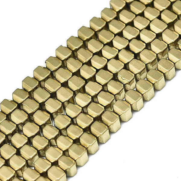 

PandaHall Electroplate Non-magnetic Synthetic Hematite Beads Strands, Square, Real 18K Gold Plated, 2x2x2mm, Hole: 0.8mm, about...