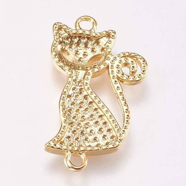 

PandaHall Brass Micro Pave Cubic Alloy Kitten Links connectors, Cat Silhouette Shape, Clear, Golden, 23x13x2mm, Hole: 1mm Brass+Cubic...