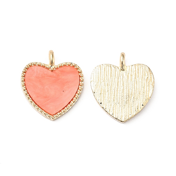 

PandaHall Acrylic Pendants, with Light Gold Plated Alloy Findings, Heart, Light Salmon, 18x16x3mm, Hole: 2mm Alloy+Acrylic Heart