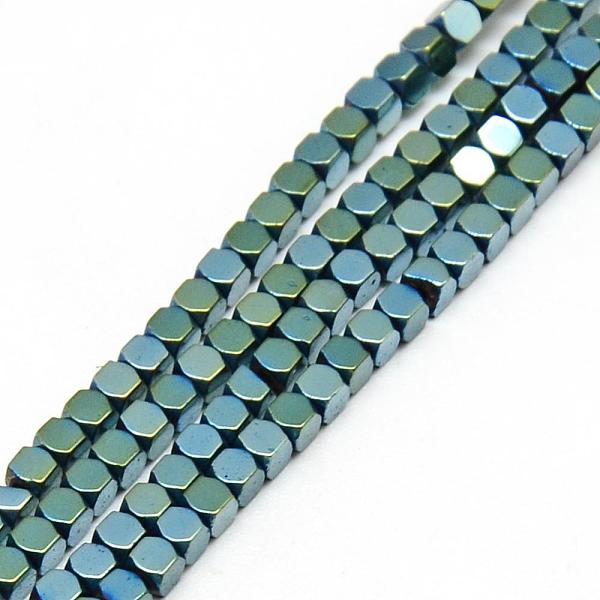 

PandaHall Electroplate Non-magnetic Synthetic Hematite Beads Strands, Faceted, Cube, Green Plated, 2x2x2mm, Hole: 1mm, about 193pcs/strand...