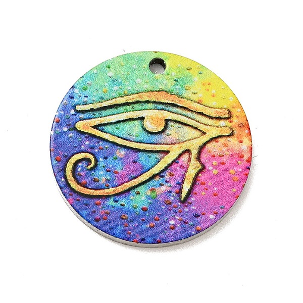 

PandaHall 201 Stainless Steel Pendants, Flat Round, Stainless Steel Color, Eye of Ra Pattern, 25x1mm, Hole: 1.8mm 201 Stainless Steel Eye of...