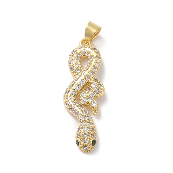 

PandaHall Rack Plating Brass Micro Pave Cubic Zirconia Pendants, Real 18K Gold Plated, Long-Lasting Plated, Lead Free & Cadmium Free, Snake..., Clear