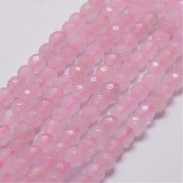 

PandaHall Natural Rose Quartz Beads Strands, Faceted, Round, 4mm, Hole: 1mm, about 84pcs/strand, 14.5 inch Rose Quartz Round Pink
