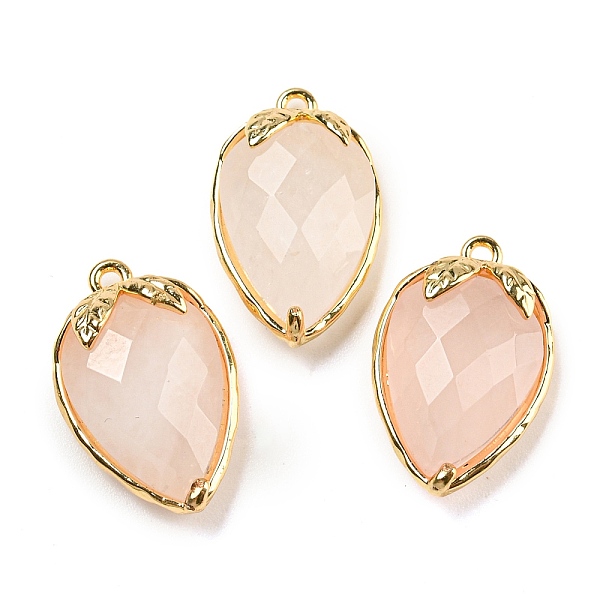 

PandaHall Natural Rose Quartz Faceted Pendants, Rack Plating Brass Strawberry Charms, Golden, 18x11x5~5.5mm, Hole: 1.2mm Rose Quartz...