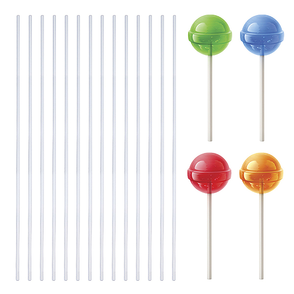 PandaHall SUPERFINDINGS About 200Pcs Acrylic Dowel Rods Clear Lollipop Sticks 25.1x0.3cm Cake Topper Sticks for Candy Dessert Chocolate...