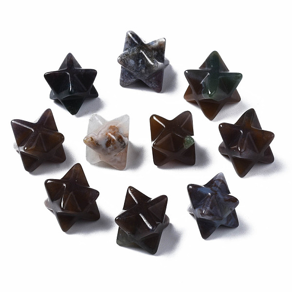 

PandaHall Natural Indian Agate Beads, No Hole/Undrilled, Merkaba Star, 11~13.5x11~13.5x11~13.5mm Indian Agate Star