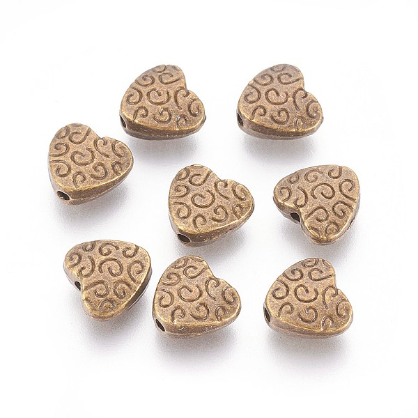 

PandaHall Tibetan Style Alloy Beads, Cadmium Free & Nickel Free & Lead Free, Heart, Antique Bronze, 9x9x4mm, Hole: 1.5mm Alloy Heart