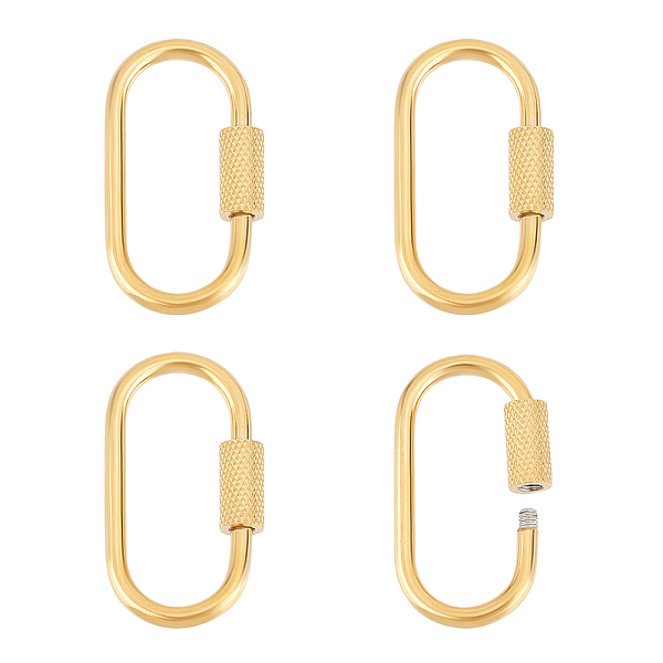 

PandaHall Unicraftale Ion Plating(IP) 304 Stainless Steel Screw Carabiner Lock Charms, Oval Keychain Clasps for Necklaces Making, Golden...