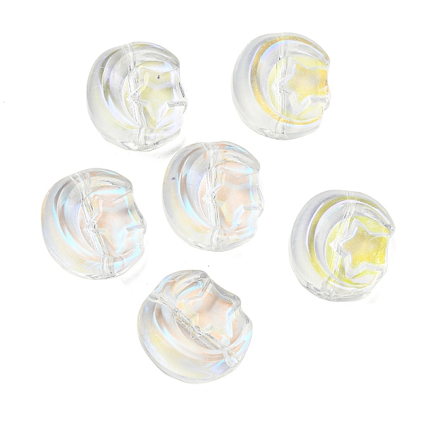 

PandaHall Handmade Lampwork Beads, Moon with Star, Clear, 14~14.5x12.5x5~5.5mm, Hole: 1~1.2mm Lampwork Moon Clear