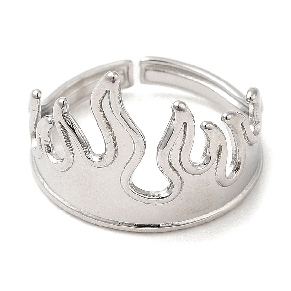 

PandaHall 304 Stainless Steel Open Cuff Rings, Fire, Stainless Steel Color, US Size 7(17.3mm) 304 Stainless Steel