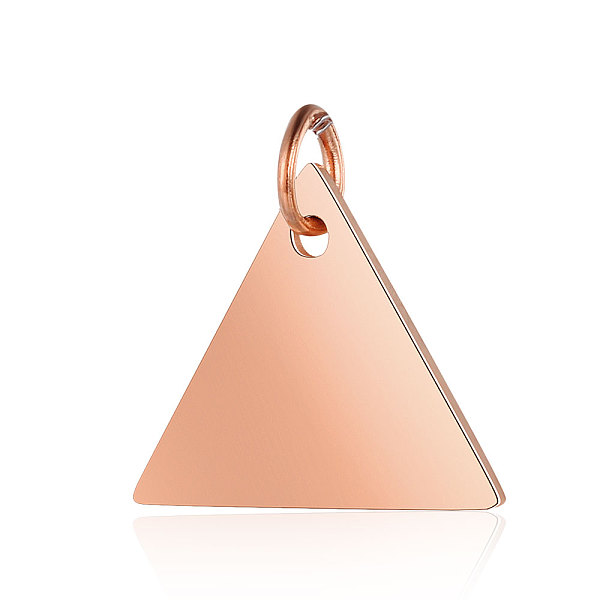 

PandaHall 201 Stainless Steel Charms, Manual Polishing, Triangle, Rose Gold, 13x15x1mm, Hole: 3.5mm 201 Stainless Steel Triangle