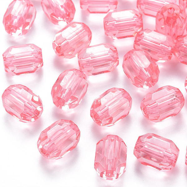 

PandaHall Transparent Acrylic Beads, Oval, Faceted, Pink, 14x10x10mm, Hole: 2mm, about 377pcs/500g Acrylic Oval Pink