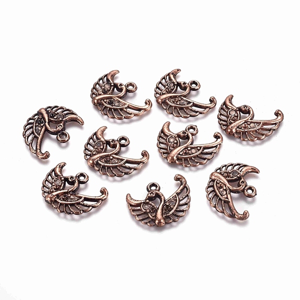 PandaHall CCB Plastic Pendants, Rhinestone Settings, Swan, Red Copper, 14.5x19x2mm, Hole: 1.2mm, Fit for 1mm rhinestone Plastic Other Animal