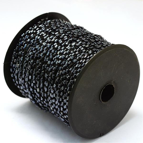 

PandaHall Plated Bugle Bead Cords, with Polyester Cords, with Random Color Spools and Nylon Cords, Round Hole, Black, 1.5~3x1.5~2mm, about...