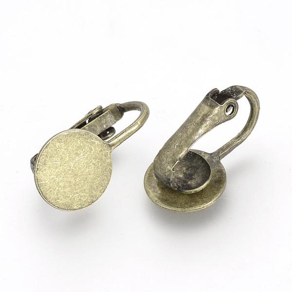 

PandaHall Iron Clip-on Earring Settings, with Round Flat Pad, Flat Round, Antique Bronze, Tray: 10mm, 18x10x9.5mm Iron