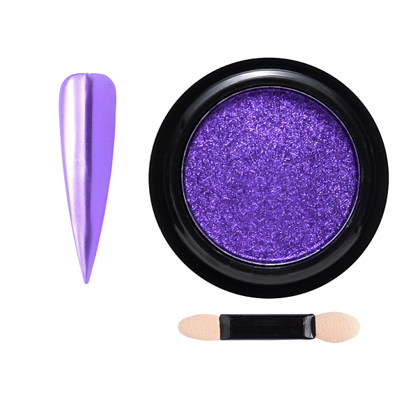 

PandaHall Chameleon Color Mirror Nail Powder, Shinning Mirror Effect, with One Brush, Blue Violet, 40x17mm, about 0.5g/box Plastic Others..., Purple