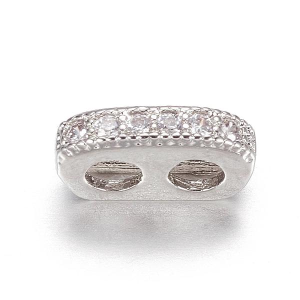 

PandaHall Brass Micro Pave Cubic Zirconia Multi-Strand Links, Rectangle, Platinum, 5x9x2mm, Hole: 2.5mm Brass+Cubic Zirconia Rectangle