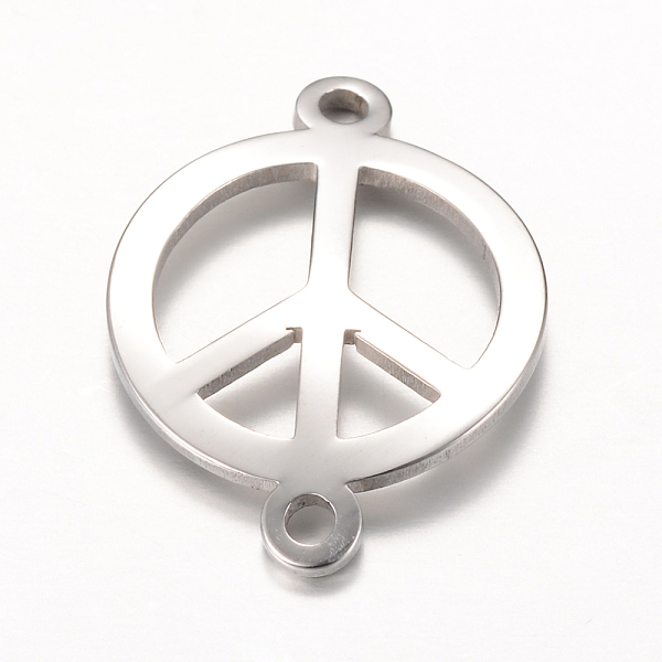 

PandaHall 201 Stainless Steel Links connectors, Peace Sign, Stainless Steel Color, 22x16x1mm, Hole: 1.5mm 201 Stainless Steel Peace Sign