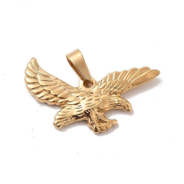

PandaHall Vacuum Plating 201 Stainless Steel Pendants, Eagle Charms, Golden, 20.5x38.5x3mm, Hole: 10x5mm 201 Stainless Steel Bird