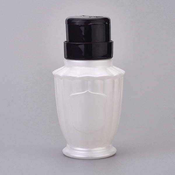 PandaHall Empty Plastic Press Pump Bottle, Nail Polish Remover Clean Liquid Water Storage Bottle, with Flip Top Cap, White, 13.2x6.8cm...