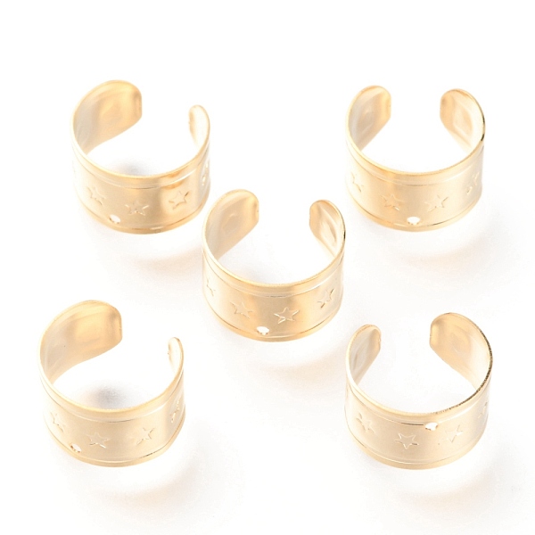 

PandaHall 304 Stainless Steel Ear Cuff Findings, with Hole and Star Pattern, Golden, 11x7mm, Hole: 1mm 304 Stainless Steel