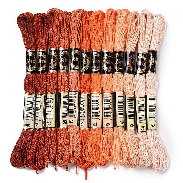 

PandaHall 12 Skeins 12 Colors 6-Ply Polyester Embroidery Floss, Cross Stitch Threads, Gradient Color, Orange, 0.5mm, about 8.75 Yards...